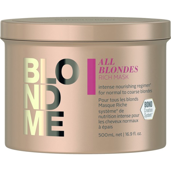 Schwarzkopf Professional Blond Me All Blondes Rich Mask barojoša maska matu gaišināšanai, 500 ml