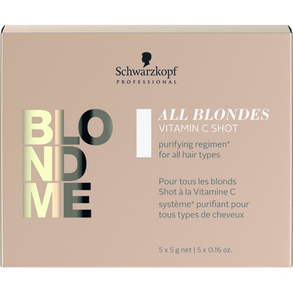 Schwarzkopf Professional Blond Me All Blondes Vitamin C Shot attīrošs līdzeklis balinātiem matiem, 5 x 5g