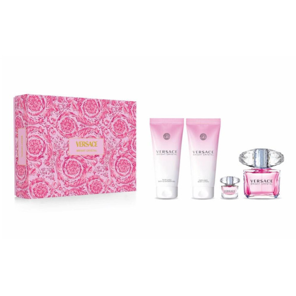 Versace Bright Crystal komplekts sievietēm (EDT, 90 ml + EDT, 5 ml + ķermeņa losjons, 100 ml + dušas želeja, 100 ml)