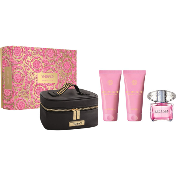 Versace Bright Crystal komplekts sievietēm (EDT, 90 ml + ķermeņa losjons, 100 ml + dušas želeja, 100 ml + kosmētikas līdzeklis)