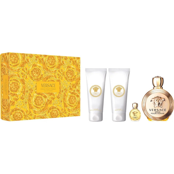 Versace Eros Pour Femme komplekts sievietēm (EDP, 100 ml + EDP, 5 ml + dušas želeja, 100 ml + ķermeņa losjons, 100 ml)