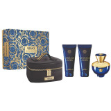 Versace Pour Femme Dylan Blue komplekts sievietēm (EDP, 100 ml + ķermeņa losjons, 100 ml + dušas želeja, 100 ml + kosmētikas somiņa)