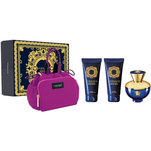 Versace Pour Femme Dylan Blue komplekts sievietēm (EDP, 100 ml + ķermeņa losjons, 100 ml + dušas želeja, 100 ml + rokassomiņa)