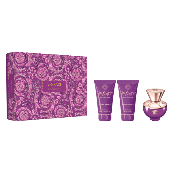 Versace Pour Femme Dylan Purple komplekts sievietēm (EDP, 50 ml + dušas želeja, 50 ml + ķermeņa losjons, 50 ml)