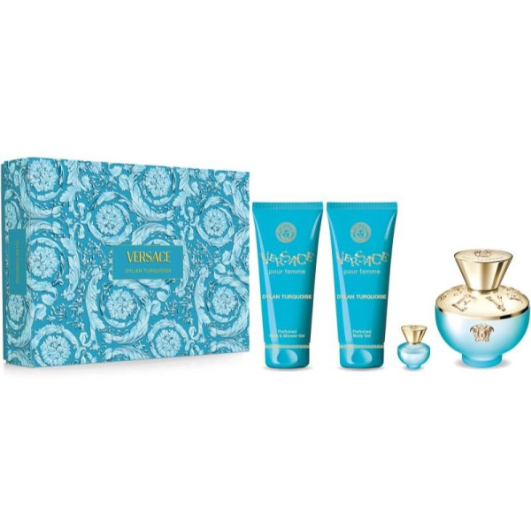 Versace Pour Femme Dylan Turquoise komplekts sievietēm (EDT, 100 ml + EDT, 5 ml + dušas želeja, 100 ml + ķermeņa želeja, 100 ml)