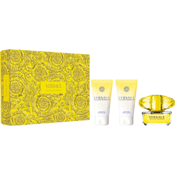 Versace Yellow Diamond komplekts sievietēm (EDT, 50 ml + ķermeņa losjons, 50 ml + dušas želeja, 50 ml)