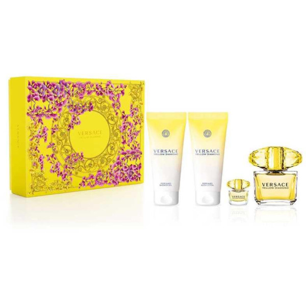 Versace Yellow Diamond komplekts sievietēm (EDT, 90 ml + ķermeņa losjons, 100 ml + dušas želeja, 100 ml + EDT, 5 ml)