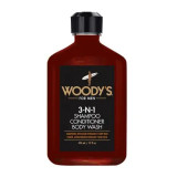 Woody's 3-n-1 šampūns, kondicionieris, ķermeņa mazgāšanas līdzeklis 3 vienā, 355 ml